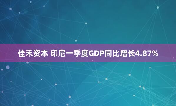 佳禾资本 印尼一季度GDP同比增长4.87%