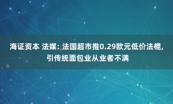 海证资本 法媒: 法国超市推0.29欧元低价法棍, 引传统面包业从业者不满